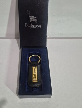 Burberry Black Leather Key Holder with Gold Plate